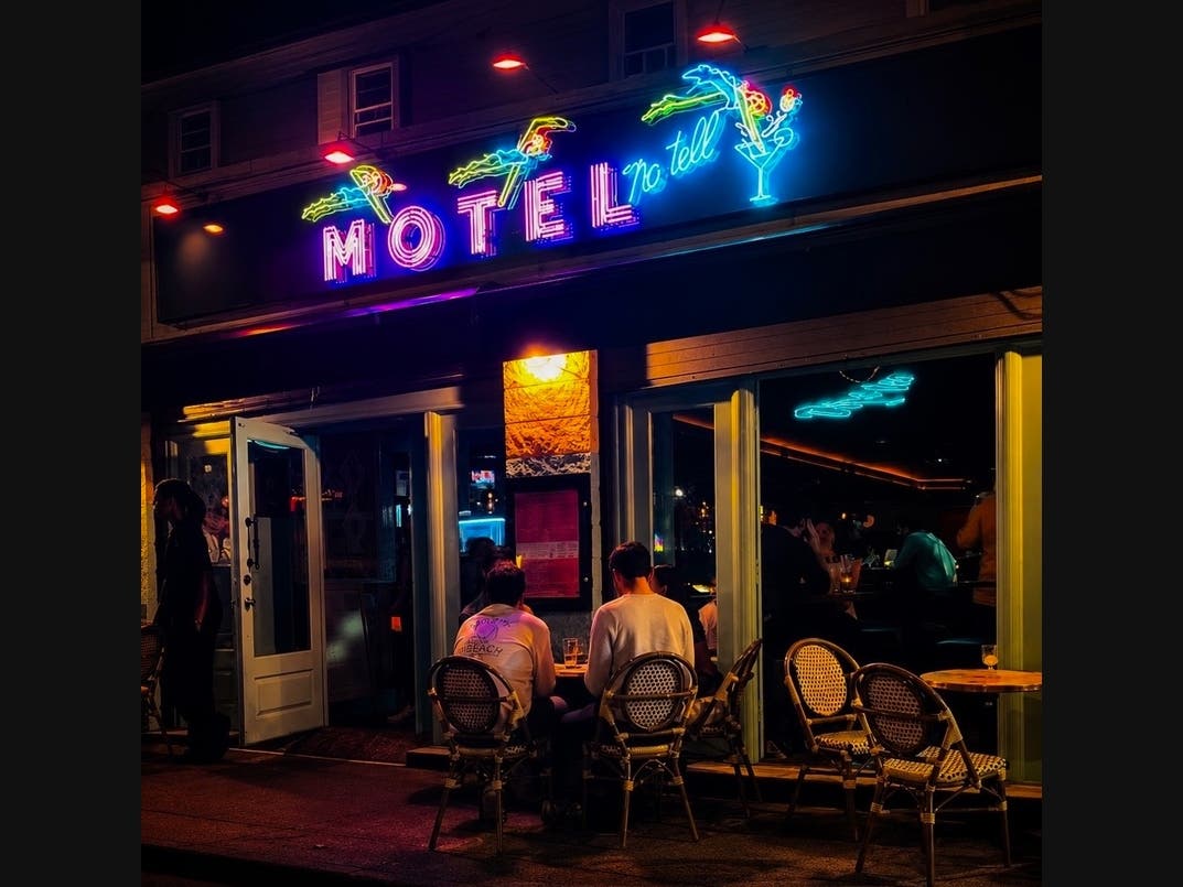 Motel No Tell trades brightness for mood, layering disco-era nostalgia, neon haze, and a steady hum that makes the East Village feel like it’s running on its own time.
