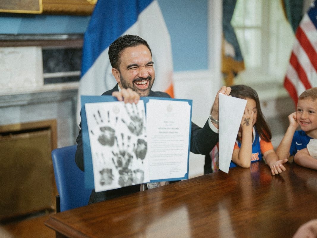 New York City Mayor Zohran Mamdani signs Executive Order repealing kids' bedtimes for Knicks Finals Run on Monday. 
