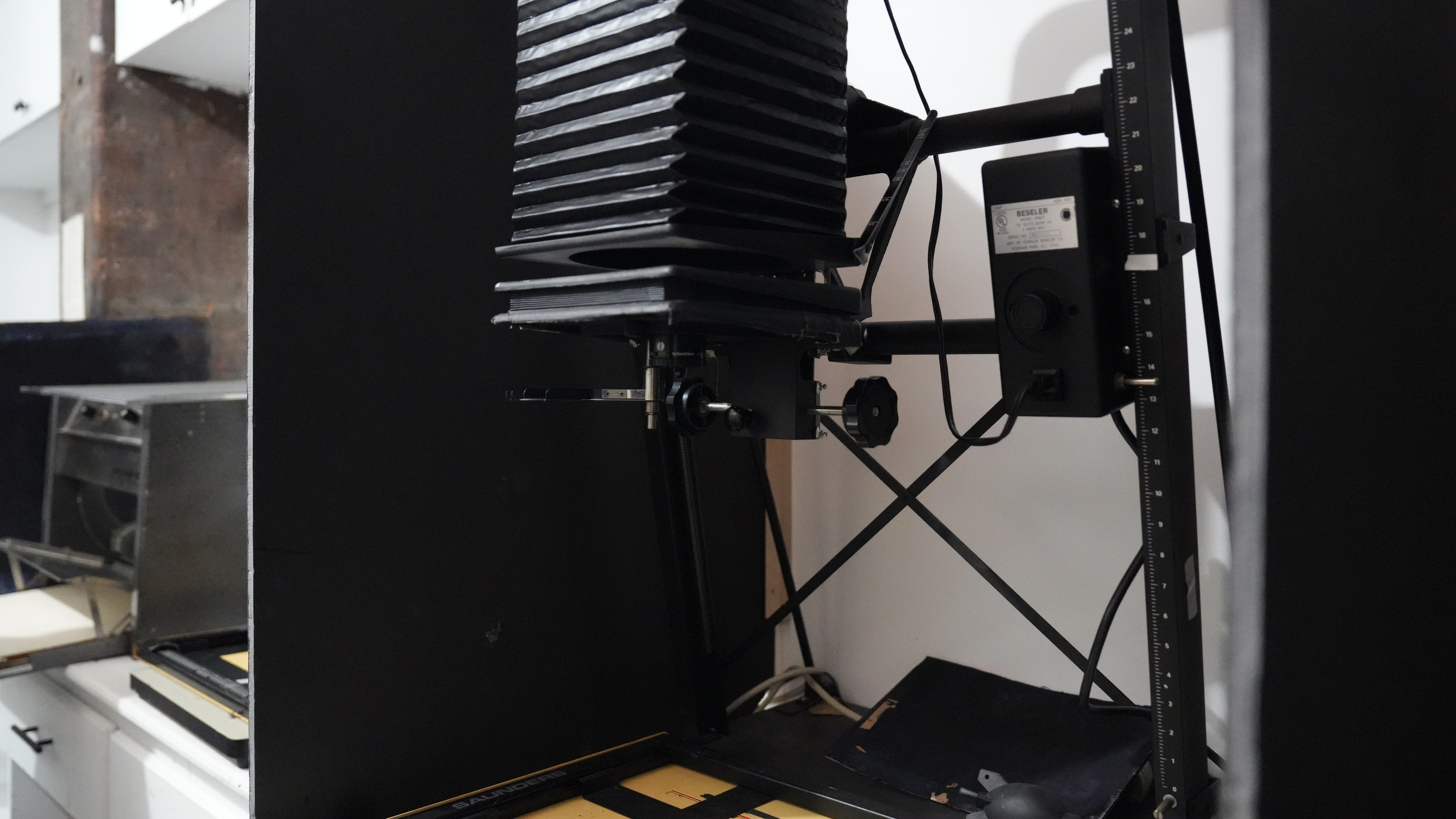 1. Rows of enlargers and film-processing equipment sit inside the Bushwick Community Darkroom in Brooklyn, where members develop film and create prints using traditional analog photography techniques.