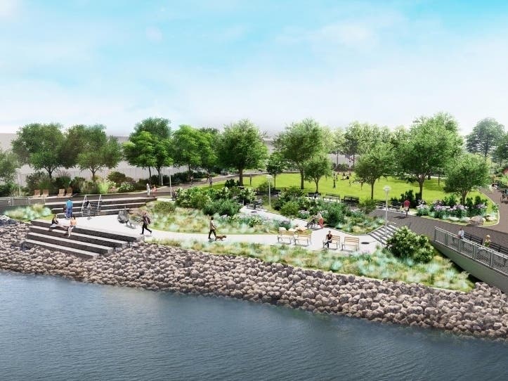 A long-promised waterfront destination is finally taking shape in Greenpoint.