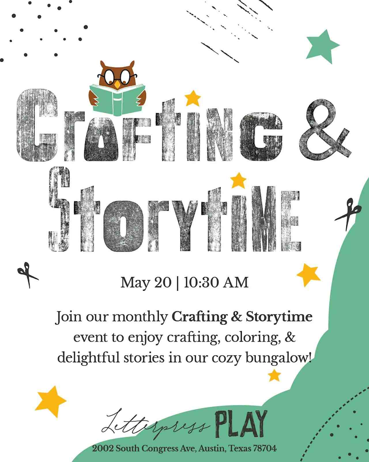 May Crafting & Storytime at Letterpress PLAY!