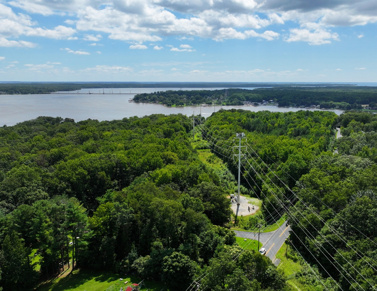 An aerial view of the 21.6-acre property that HLT sold to Harford County Government, which will help expand Anita C. Leight Estuary Center in Abingdon, MD. 