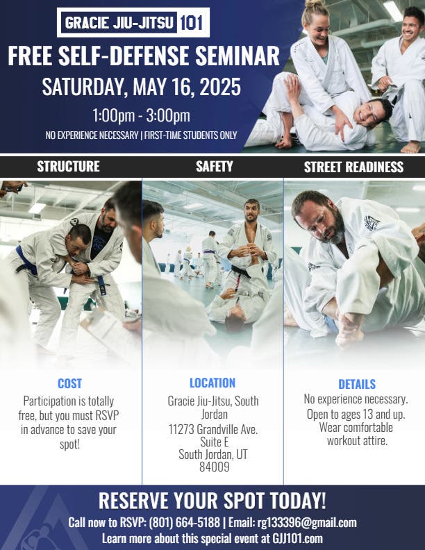 Gracie Jiu-Jitsu 101 Free Self-Defense Seminar
