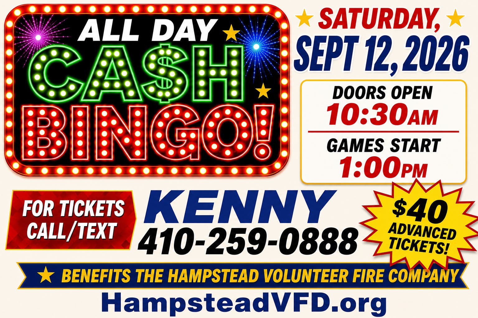 Hampstead VFC All Day Cash Bingo!