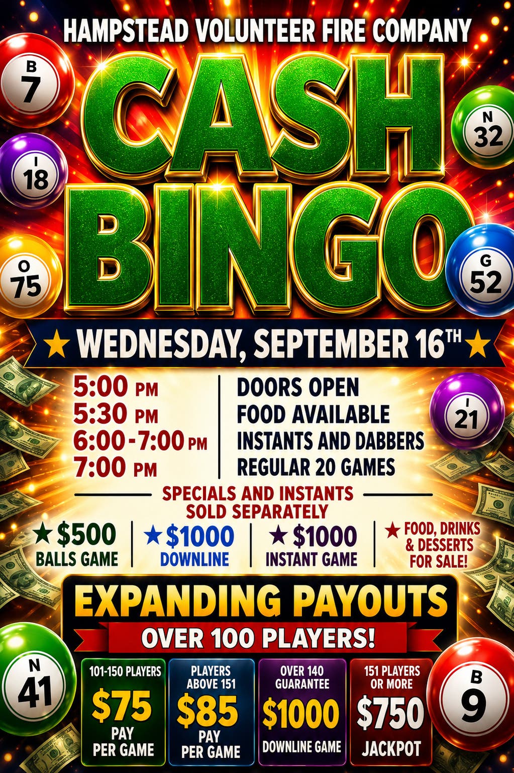 Hampstead Bi-weekly Cash Bingo’s