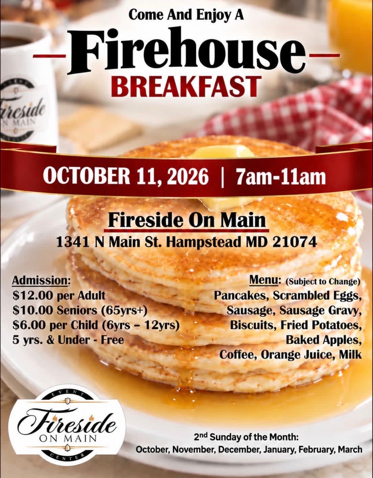 All-U-Can-Eat Firehouse Breakfast @ Fireside
