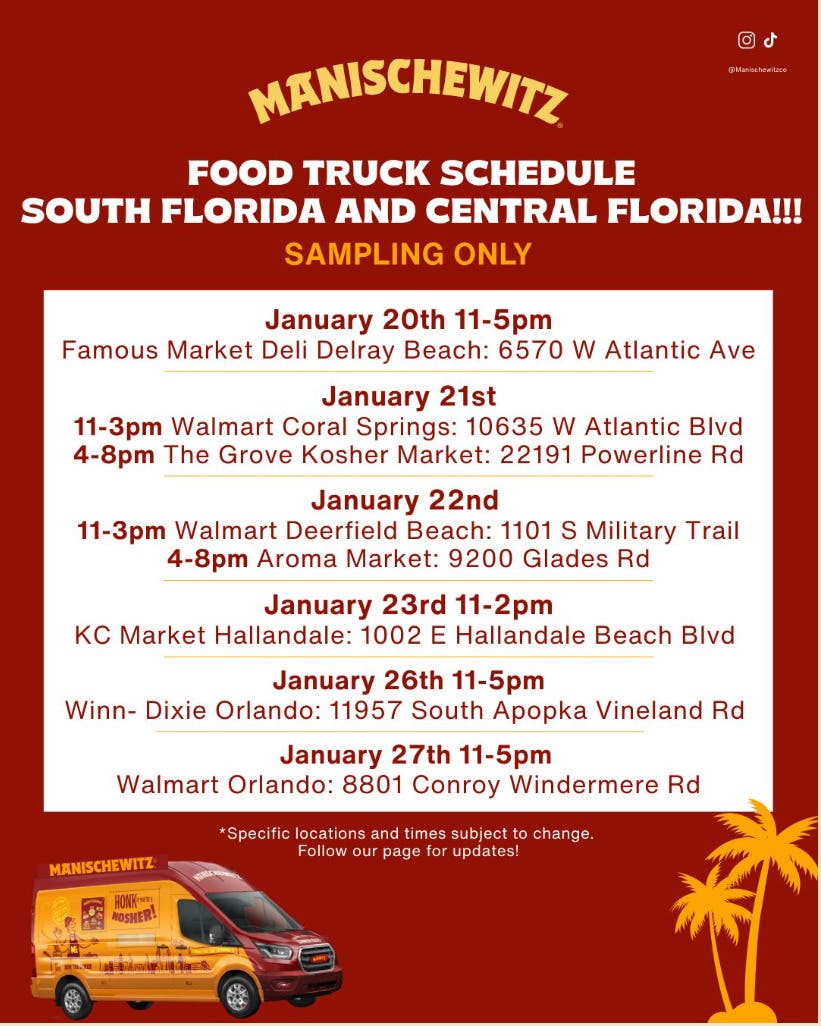 HONK IF YOU ARE A NOSHER: Manischewitz “Deli on Wheels” is Cruising Through Florida! 