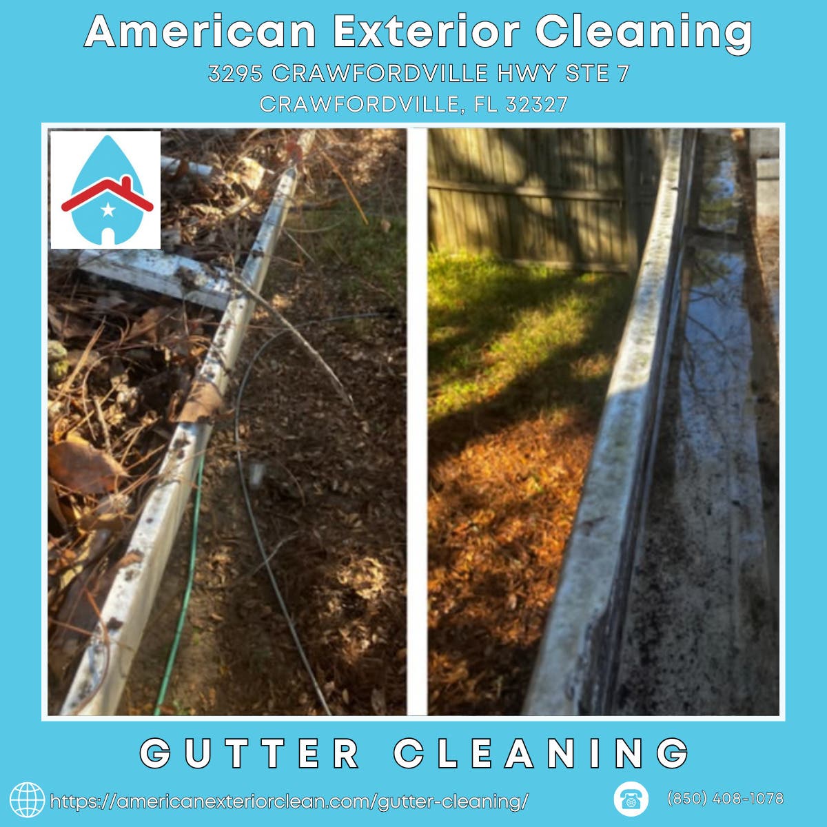 Gutter Cleaning in Crawfordville - American Exterior Cleaning