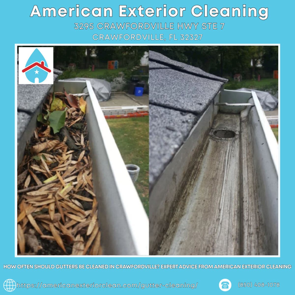 How Often Should Gutters Be Cleaned in Crawfordville? Expert Advice From American Exterior Cleaning