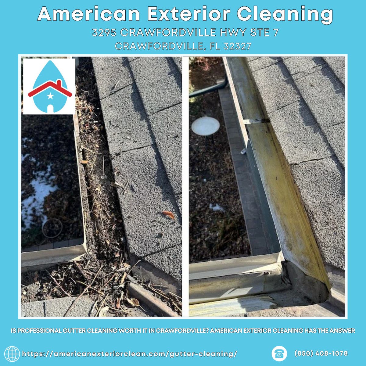 Is Professional Gutter Cleaning Worth It in Crawfordville? American Exterior Cleaning Has the Answer