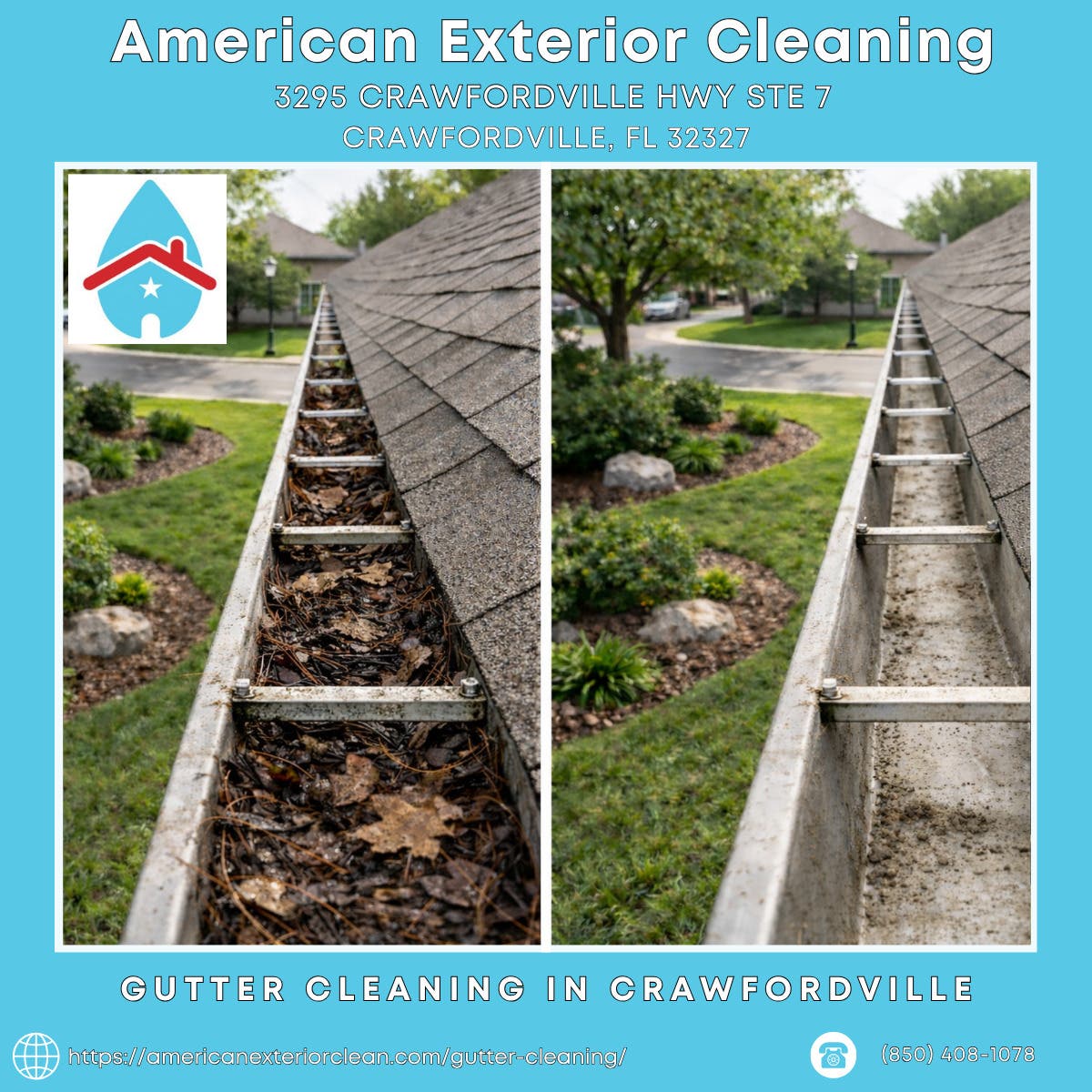 Gutter Cleaning in Crawfordville - American Exterior Cleaning
