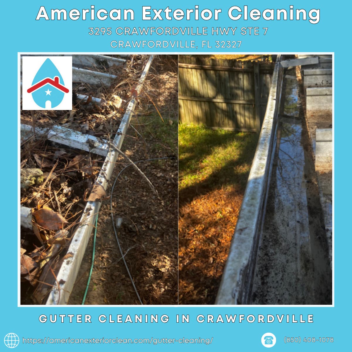 Gutter Cleaning in Crawfordville - American Exterior Cleaning