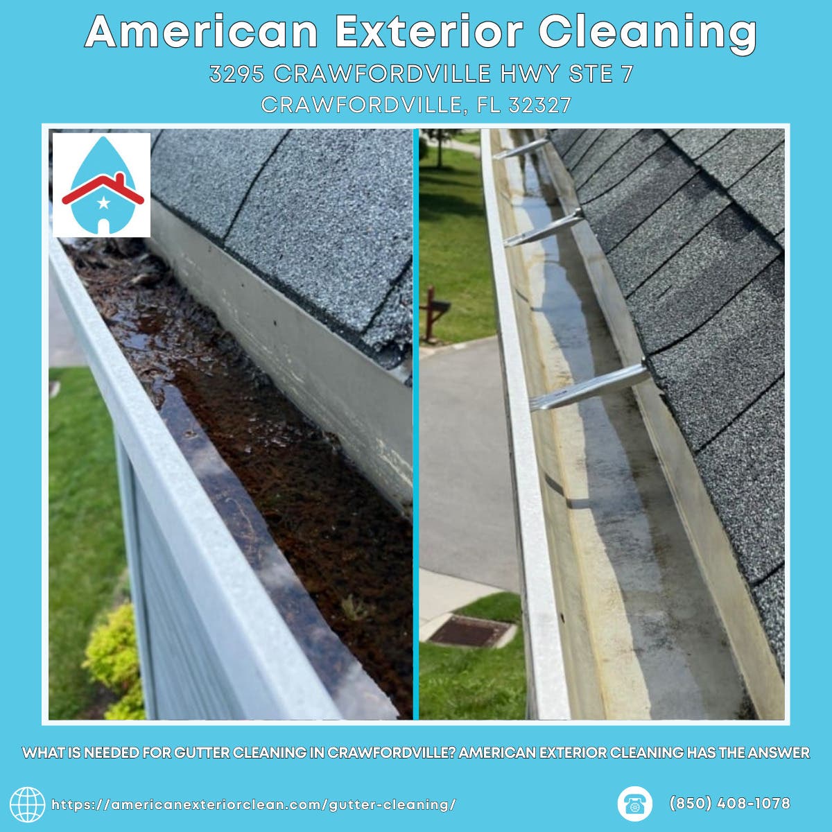 What Is Needed for Gutter Cleaning in Crawfordville? American Exterior Cleaning Has the Answer