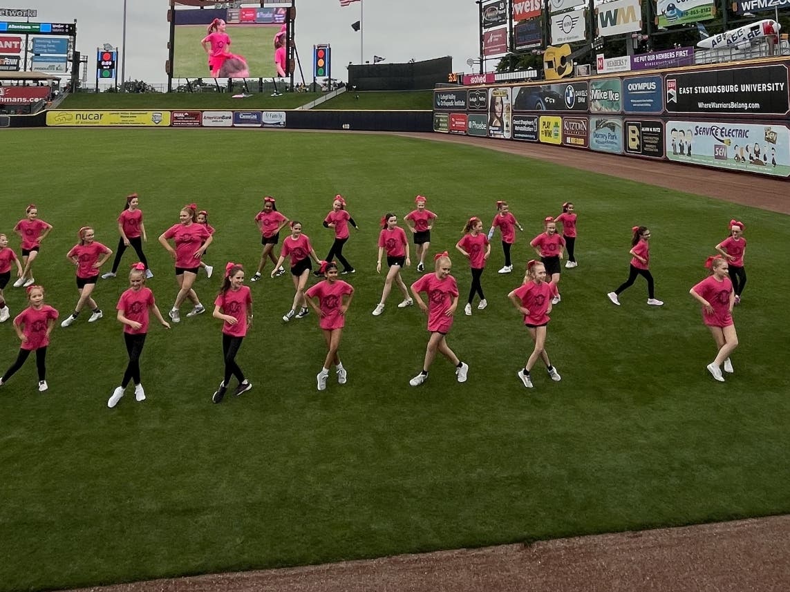 River Crossing YMCA’s Doylestown Youth Dance Academy (YDA) performed at Coca Cola Park during a Lehigh Valley Iron Pigs baseball game in 2025. The Y has opened enrollment for a new fall YDA program at the Warminster branch.