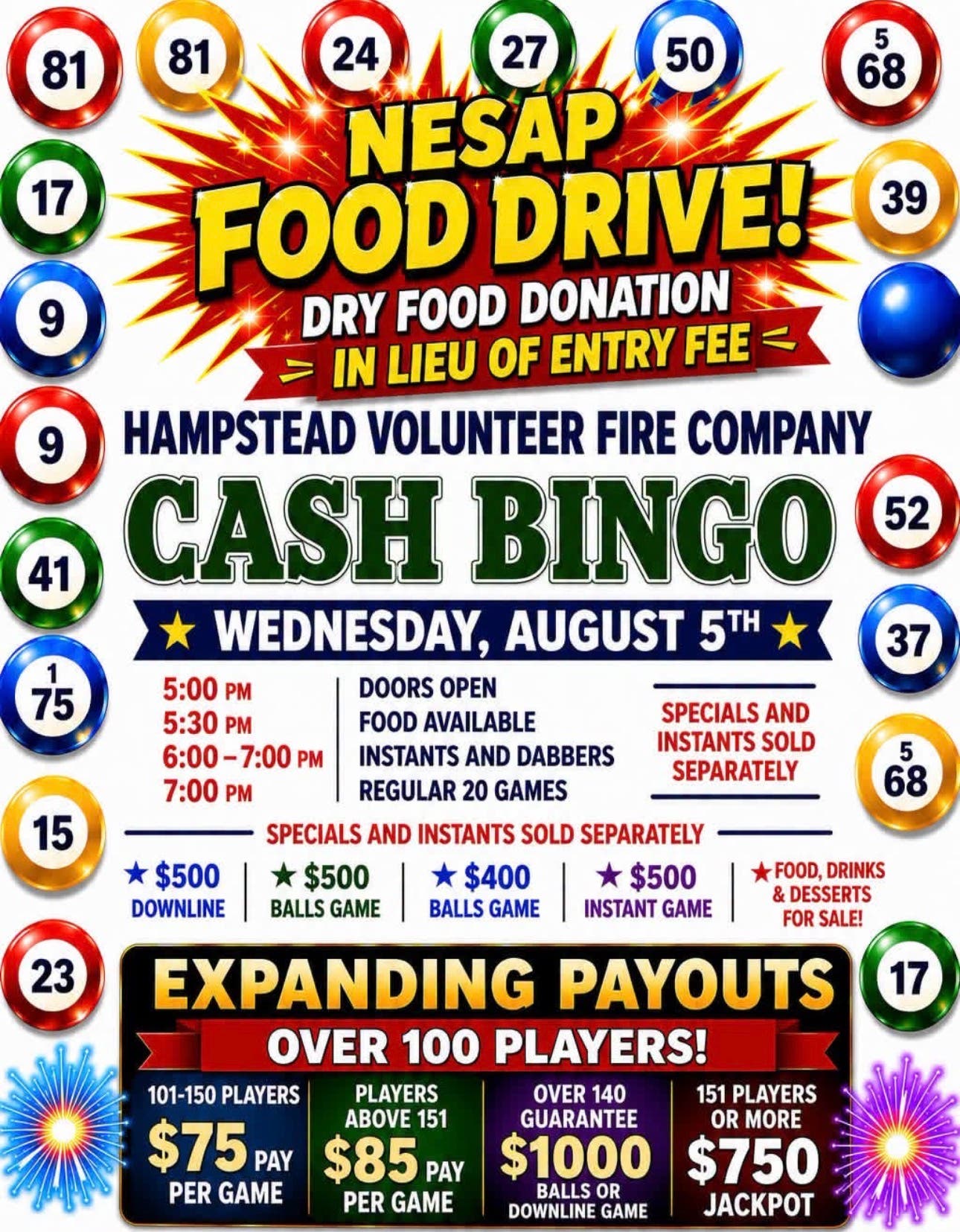 Hampstead VFC Cash Bingo