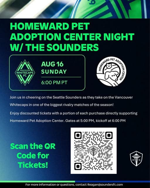 Seattle Sounders Fundraiser benefiting Homeward Pet