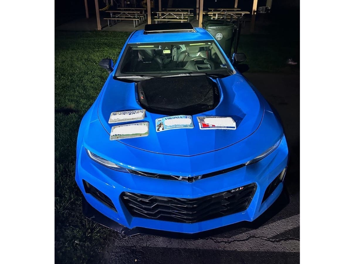 Two illegal car rallies over the weekend ended with three arrests. The pictured blue Camaro is one of two stolen cars recovered by authorities.