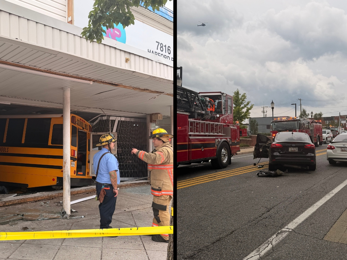 Dozens of first responders were on the scene of a school bus crash in Parkville on Tuesday, where at least 11 people were evaluated. Three people — two adults and a child — were hospitalized for minor injuries.