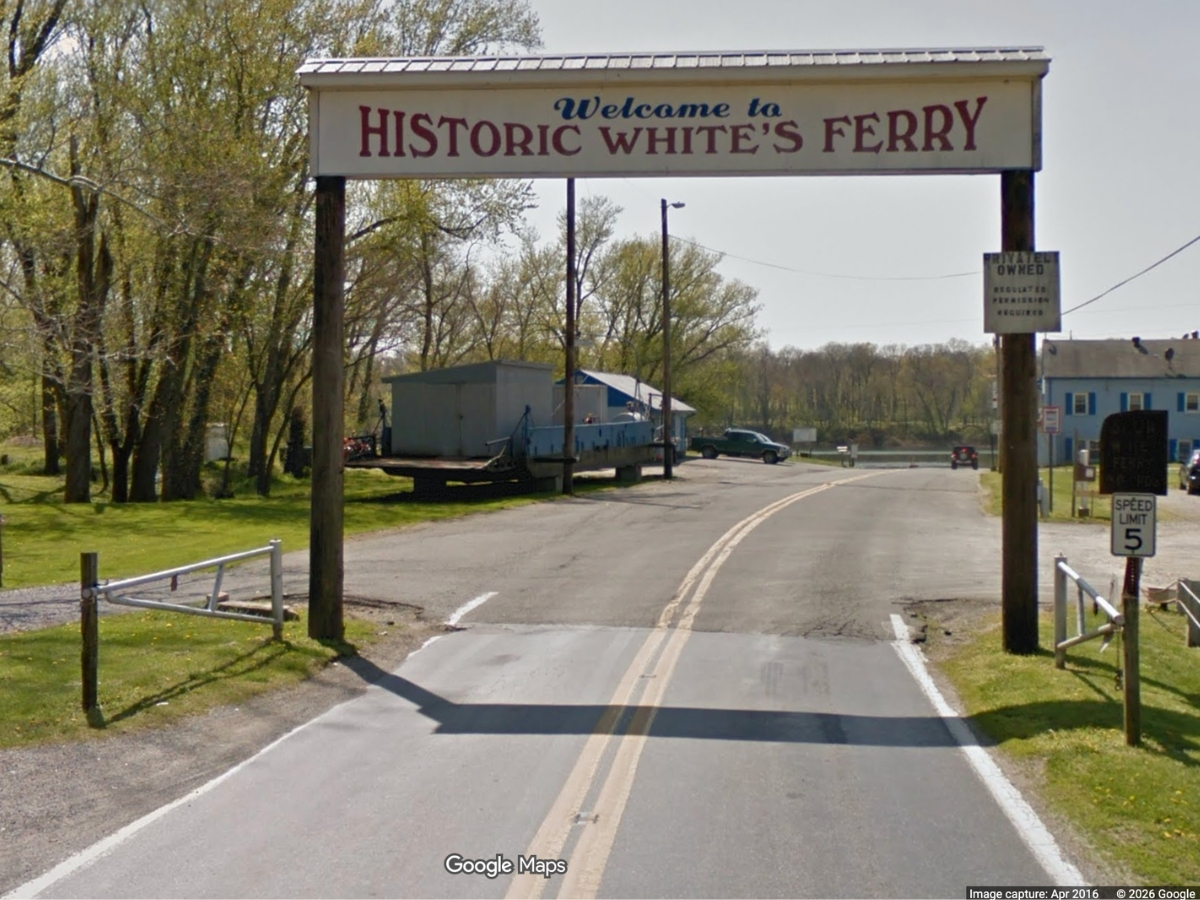 The last ferry to cross the Potomac River at White's Ferry occurred in December 2020 after Maryland and Virginia landowners failed to come to terms on land rights.