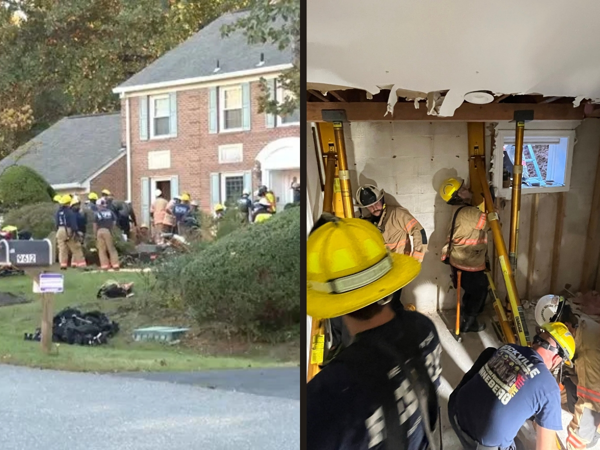 A utility worker was trapped while working Tuesday on a single-family home in the Potomac area.