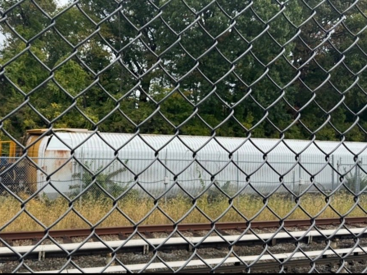 A CSX train car slipped off the tracks and onto its side Monday afternoon in the Rockville area.