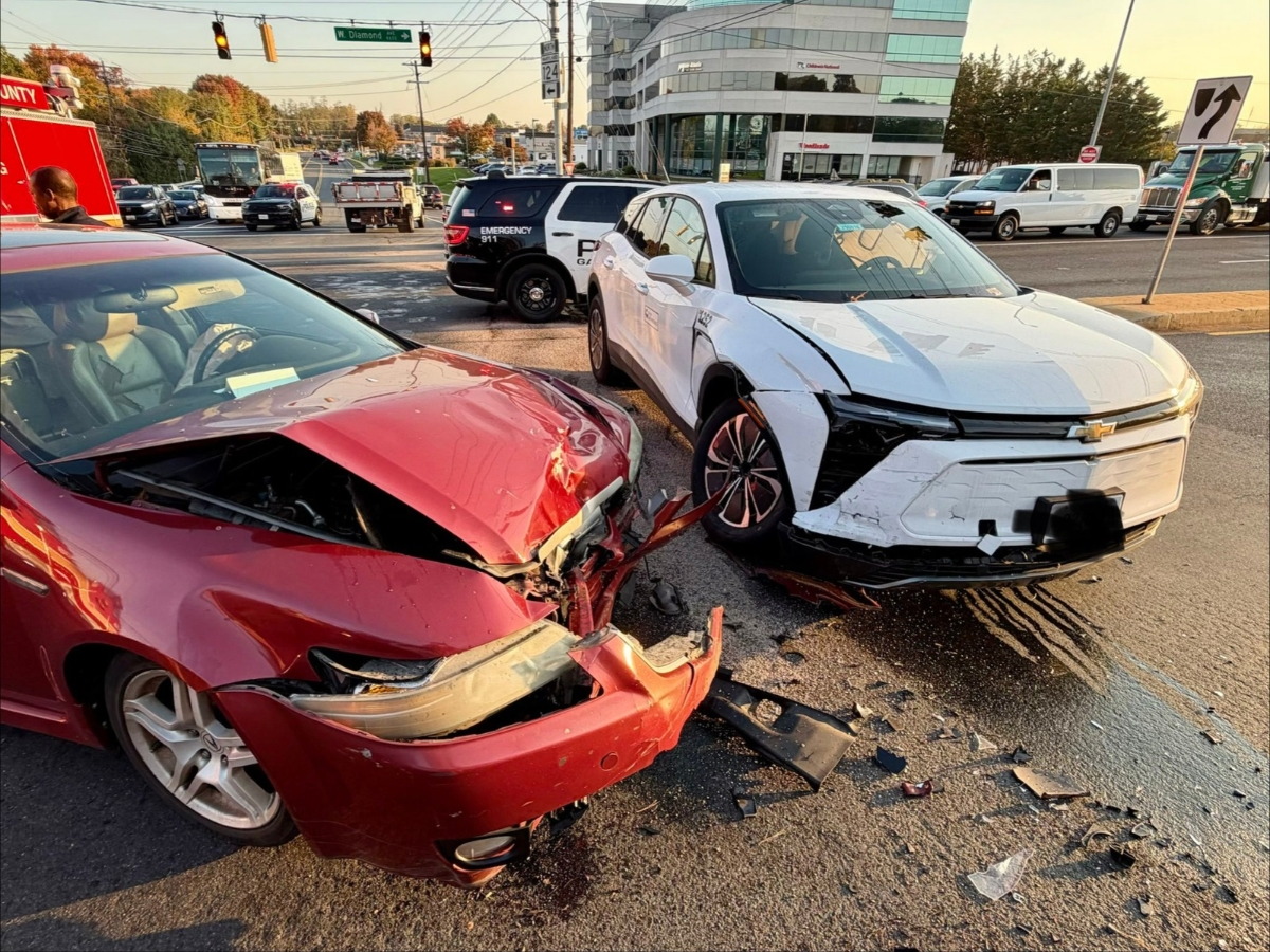 Two cars collided at the intersection of Quince Orchard and Clopper roads in Gaithersburg, minutes away from a second crash site.
