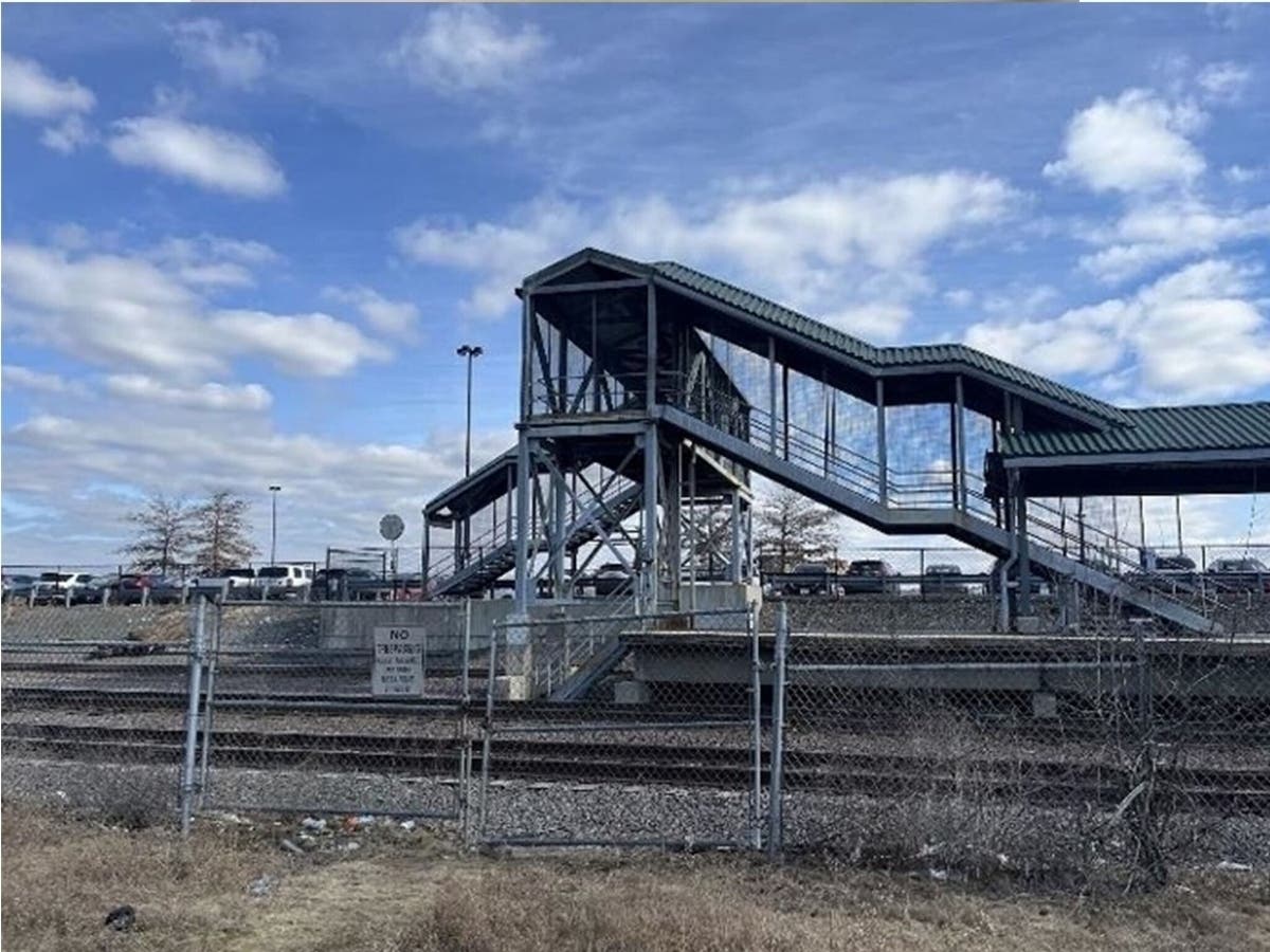 The northern entrance to the Anderson Regional Transportation Center is close to New Boston Street, just across the train tracks.