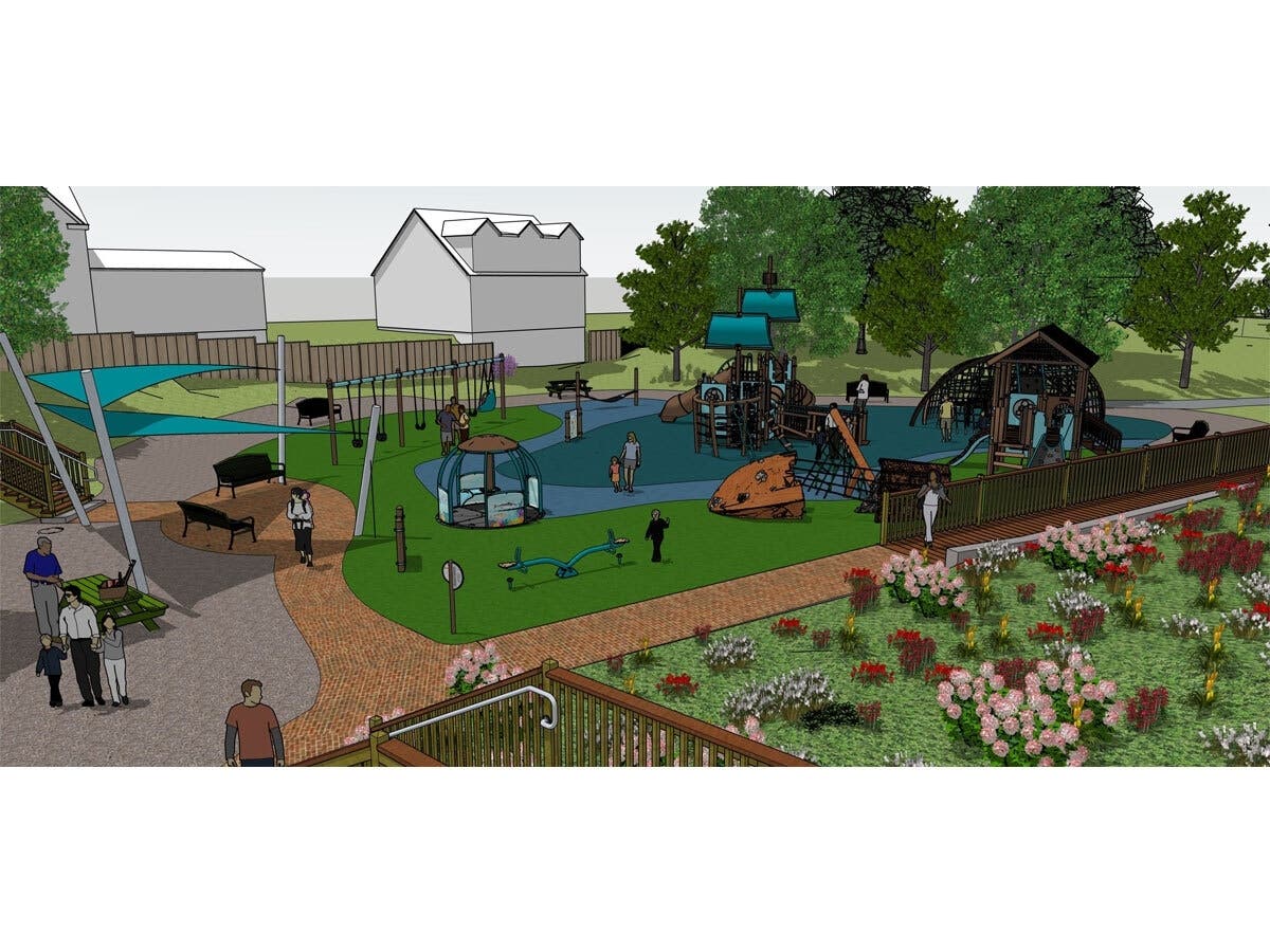A rendering shows what the renovated Centerville Playground may look like when it reopens soon.