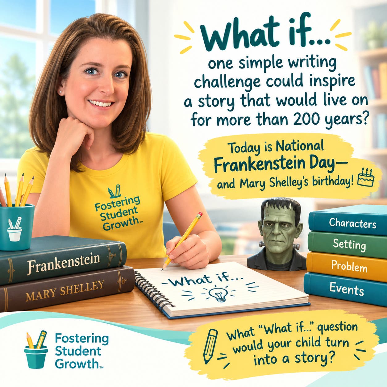 Today is National Frankenstein Day—and Mary Shelley’s birthday! 🎂📖