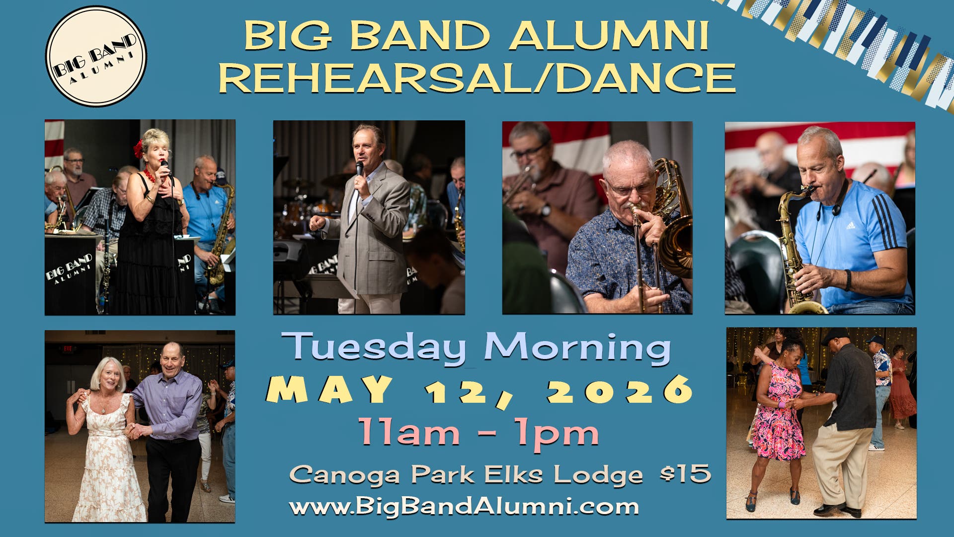 Big Band Alumni Rehearsal/Swing Dance with Bill A. Jones & Nancy Osborne, Tuesday Morning, May 12th