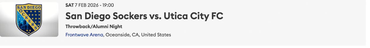 San Diego Sockers vs. Utica City FC