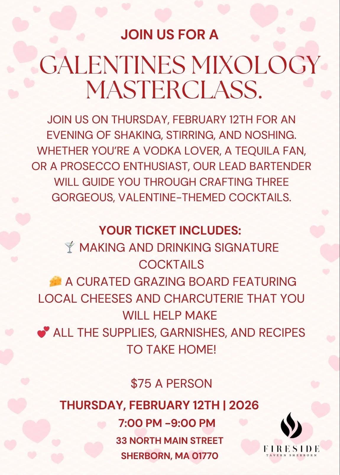 Fireside Tavern Sherborn Hosts Galentine’s Mixology Masterclass
