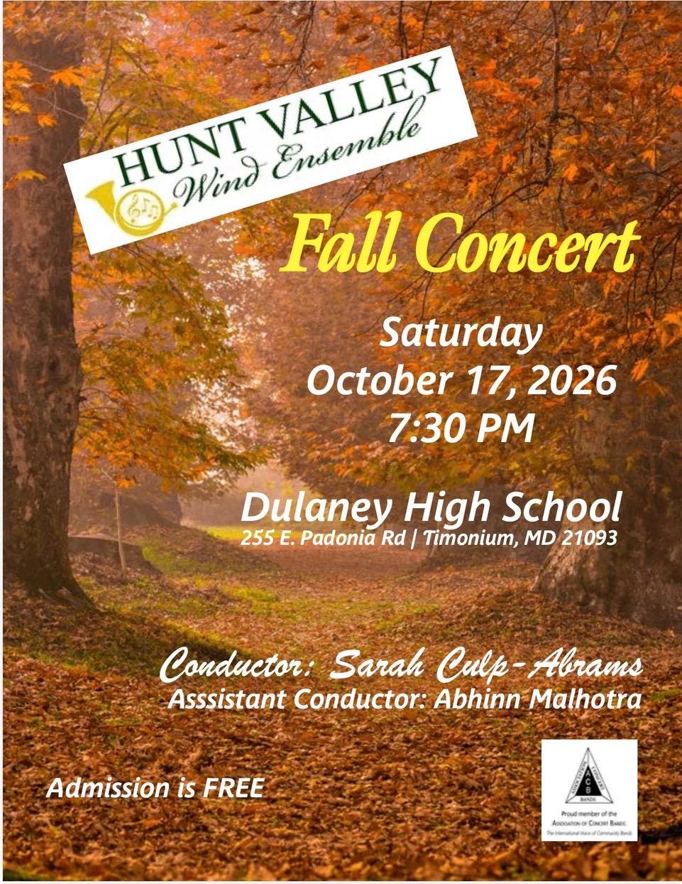 Free Fall Concert from the Hunt Valley Wind Ensemble