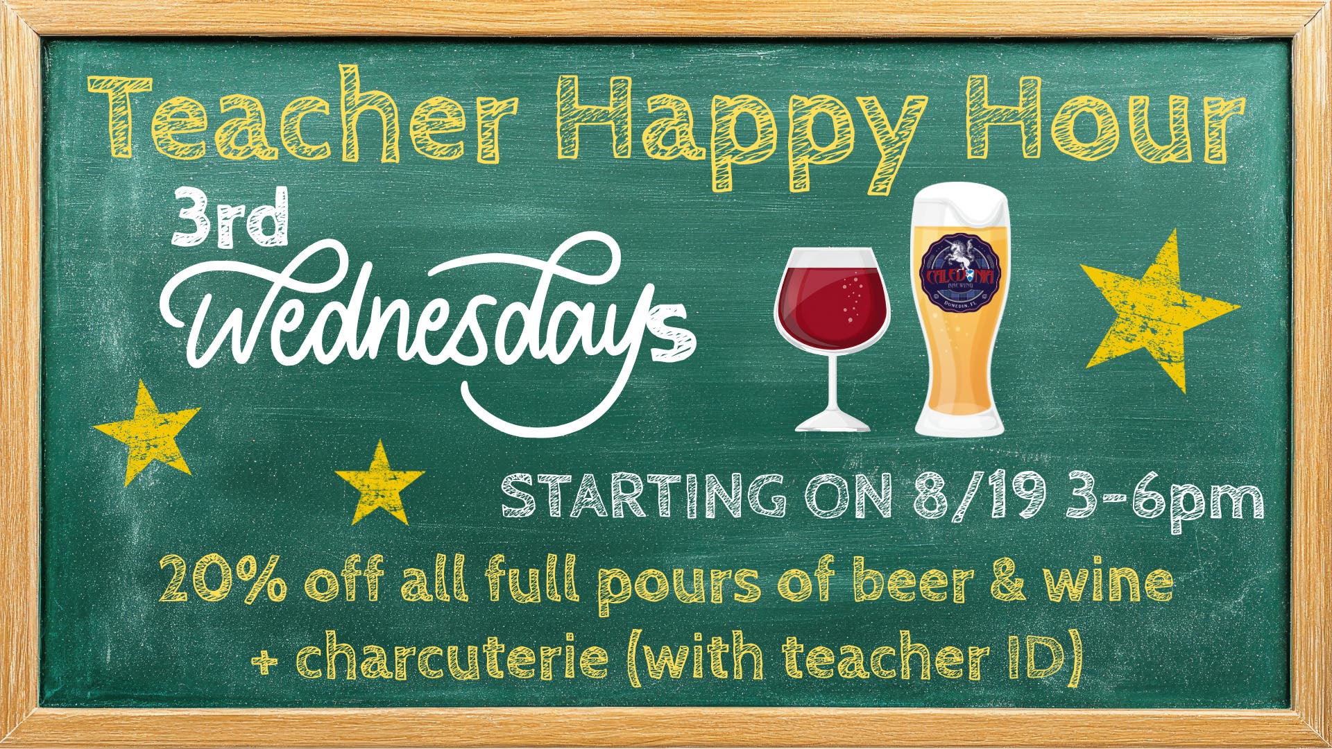 Teacher Happy Hour: Every Third Wednesday 3-6PM