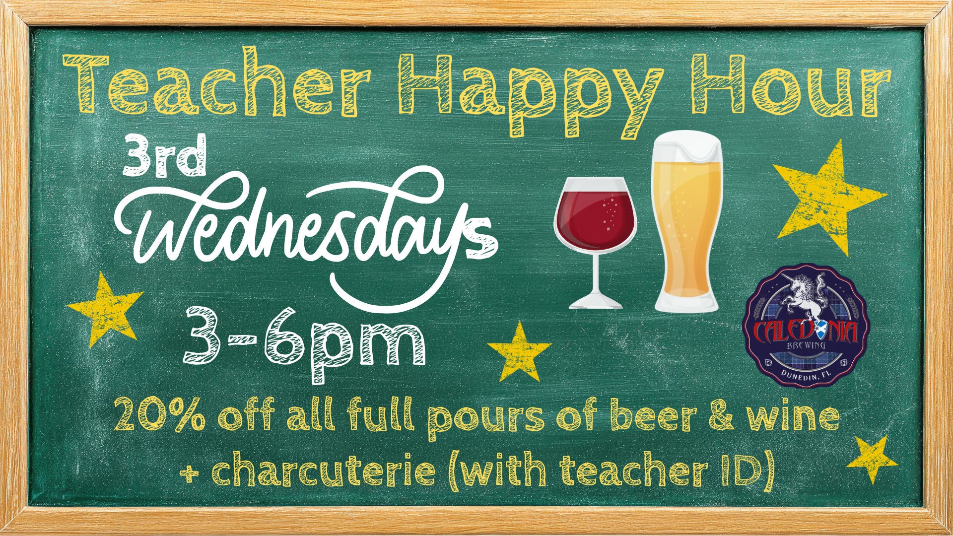 Teacher Happy Hour: Every Third Wednesday 3-6PM