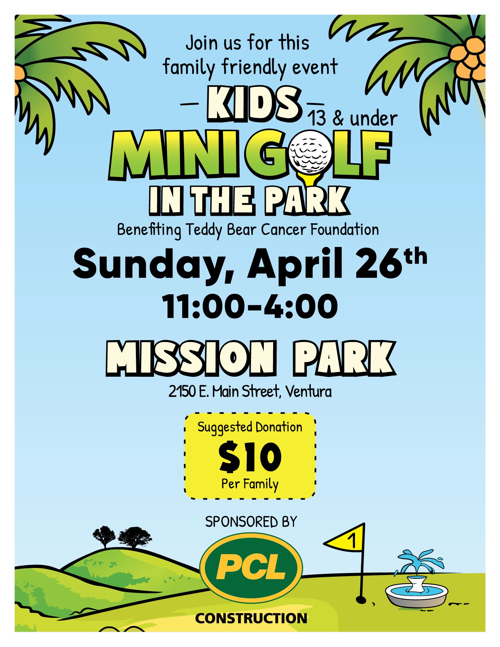Kids Mini Golf In the Park Benefiting the Teddy Bear Cancer Foundation
