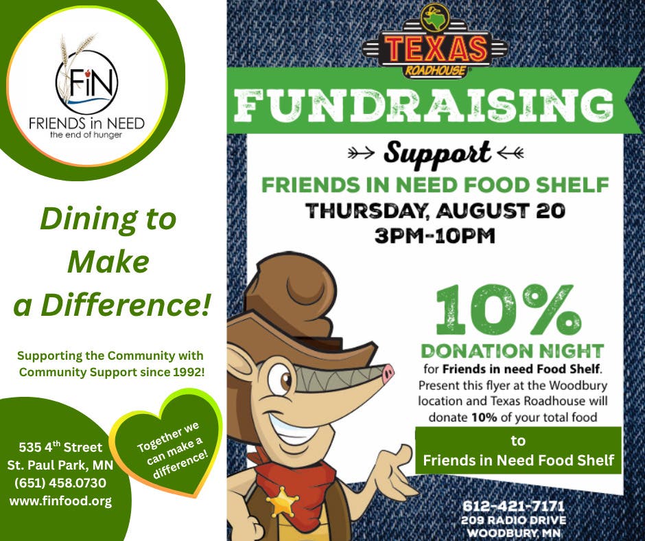 Texas Roadhouse Fundraising Support Friends In Need Food Shelf