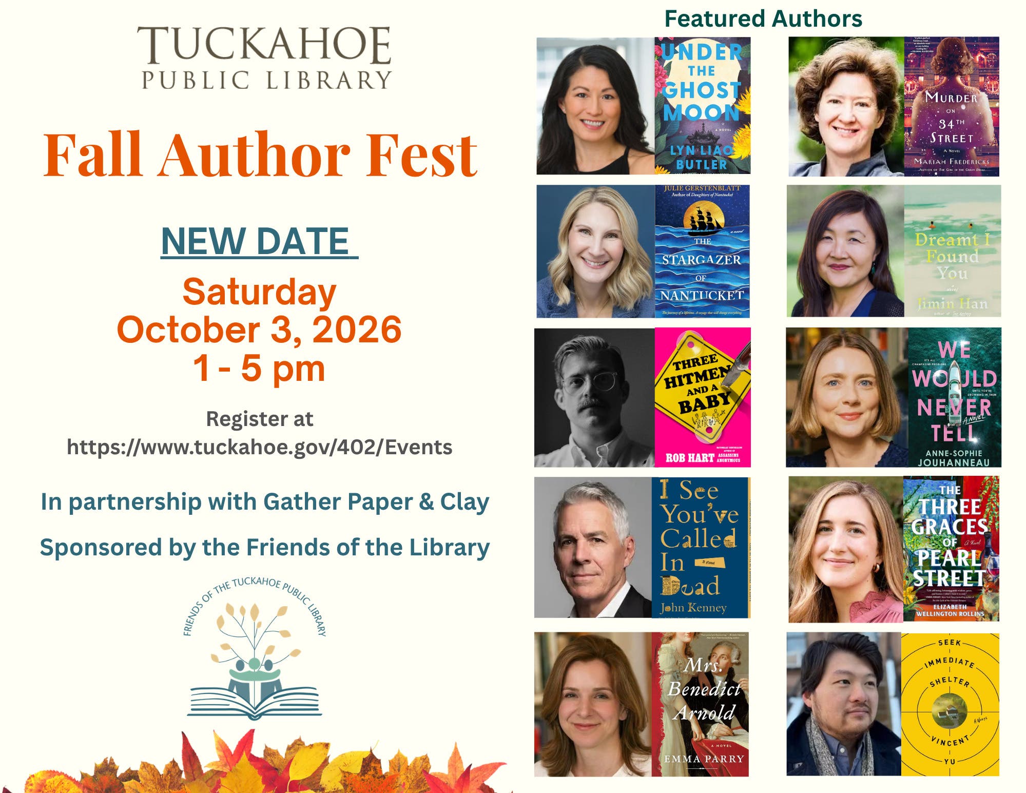 Fall Author Fest at Tuckahoe Library (Rescheduled from 9/26)