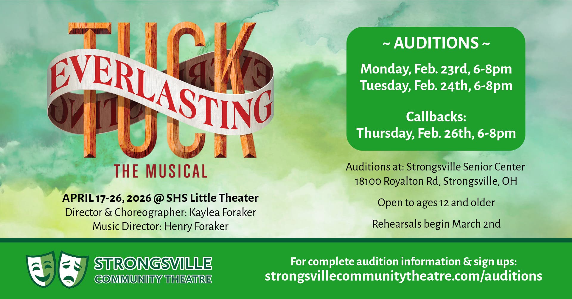 AUDITIONS - Tuck Everlasting (presented by Strongsville Community Theatre)