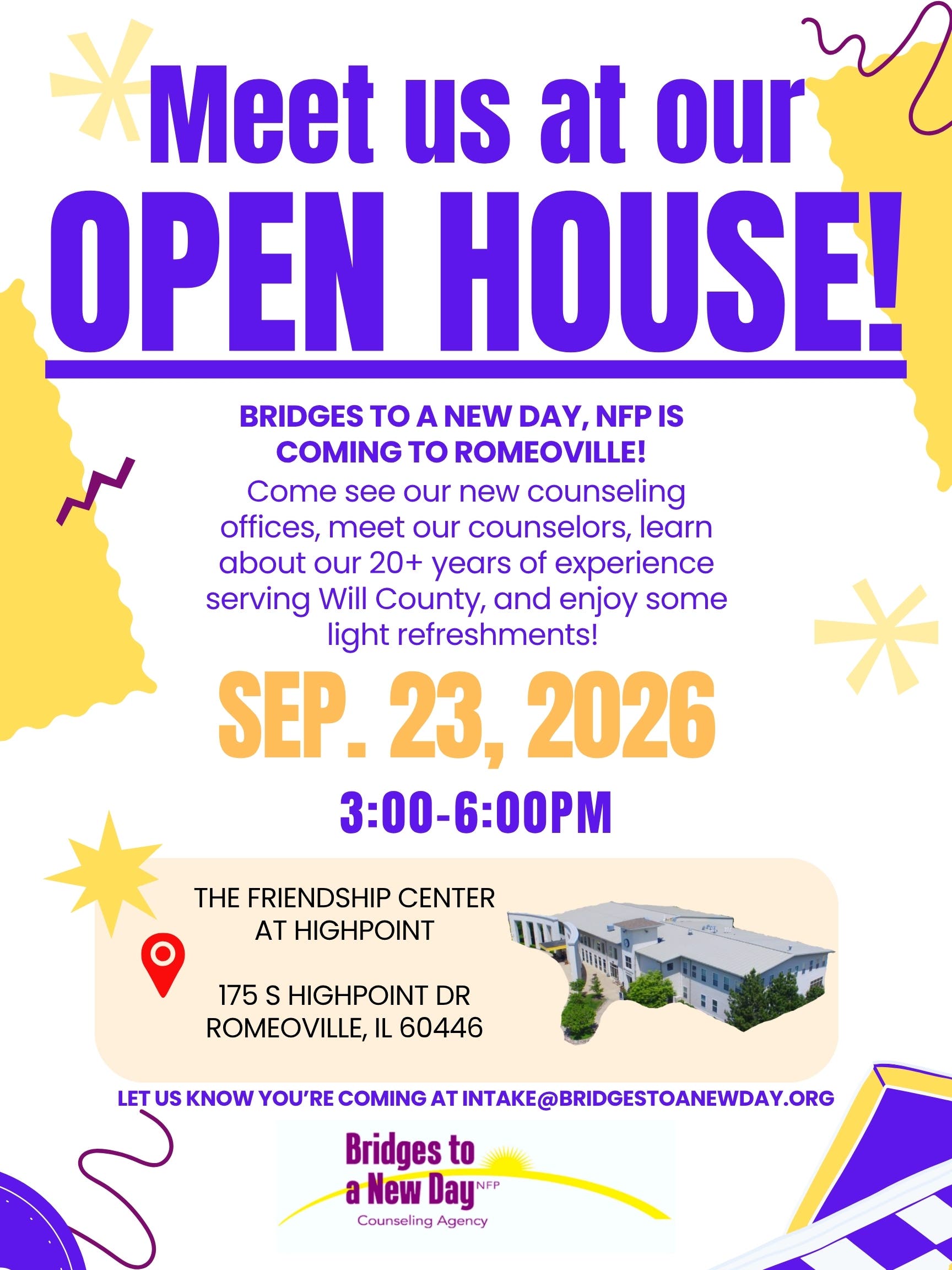 OPEN HOUSE for Bridges to a New Day, NFP