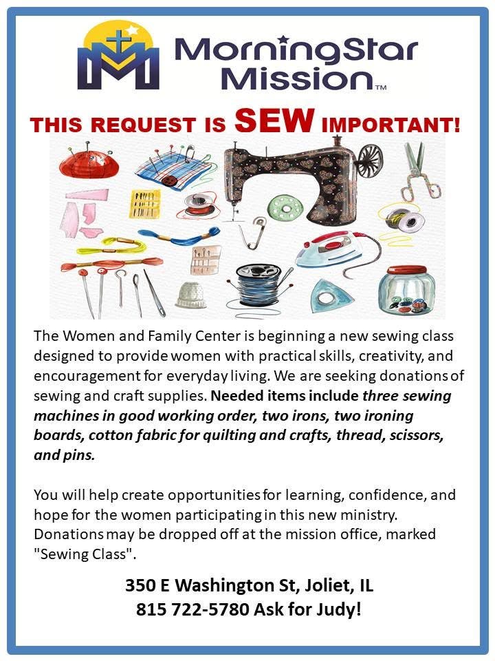 MorningStar Mission is Seeking Donations of Sewing and Craft Supplies