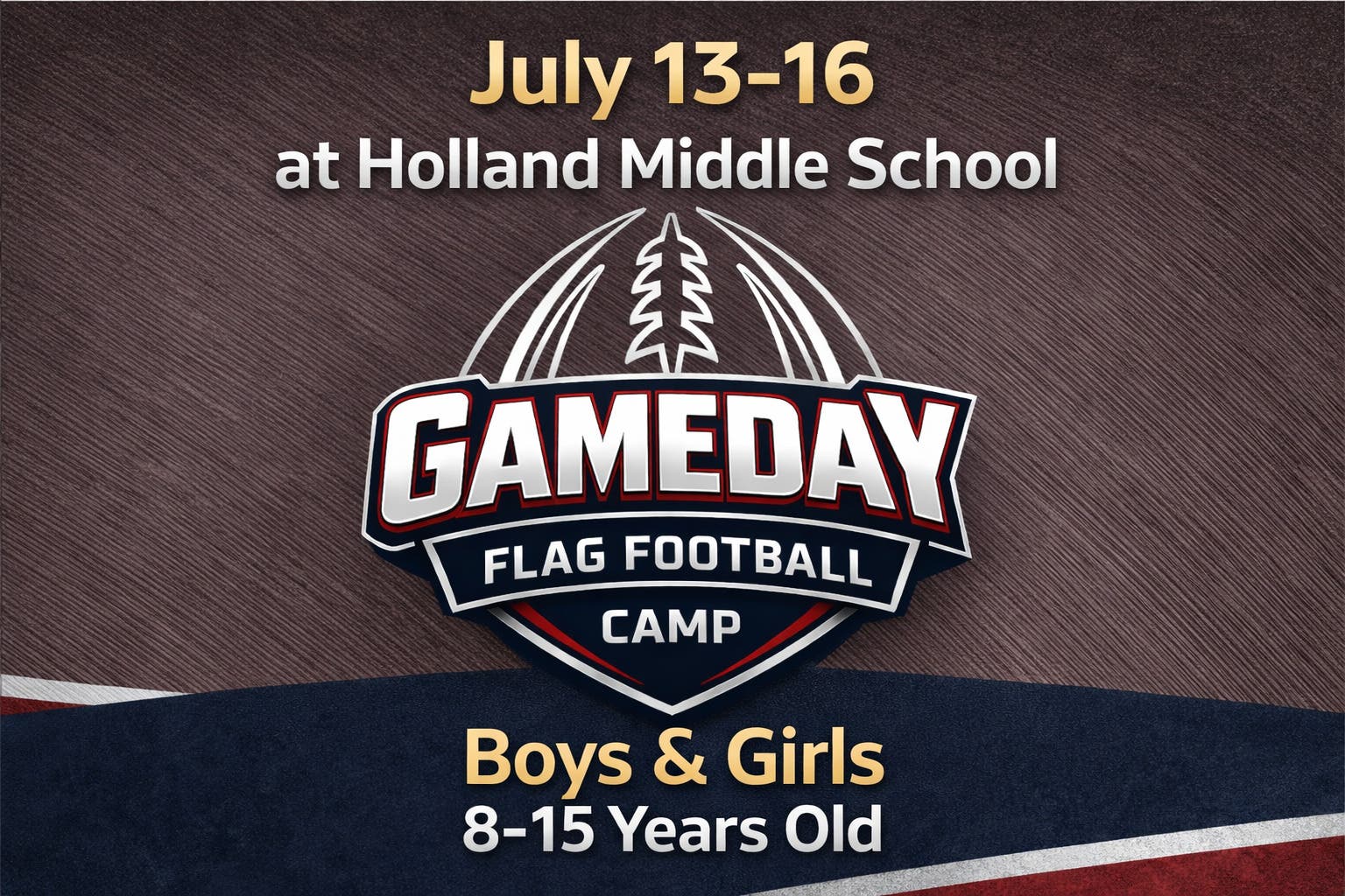 July Flag Football Camp for Girls & Boys 8-15 in Holland