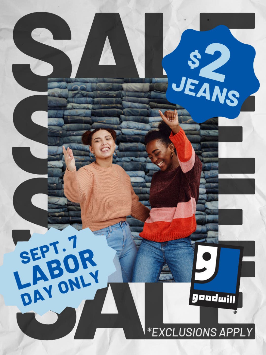 Goodwill Central Texas Labor Day $2 Jeans Sale
