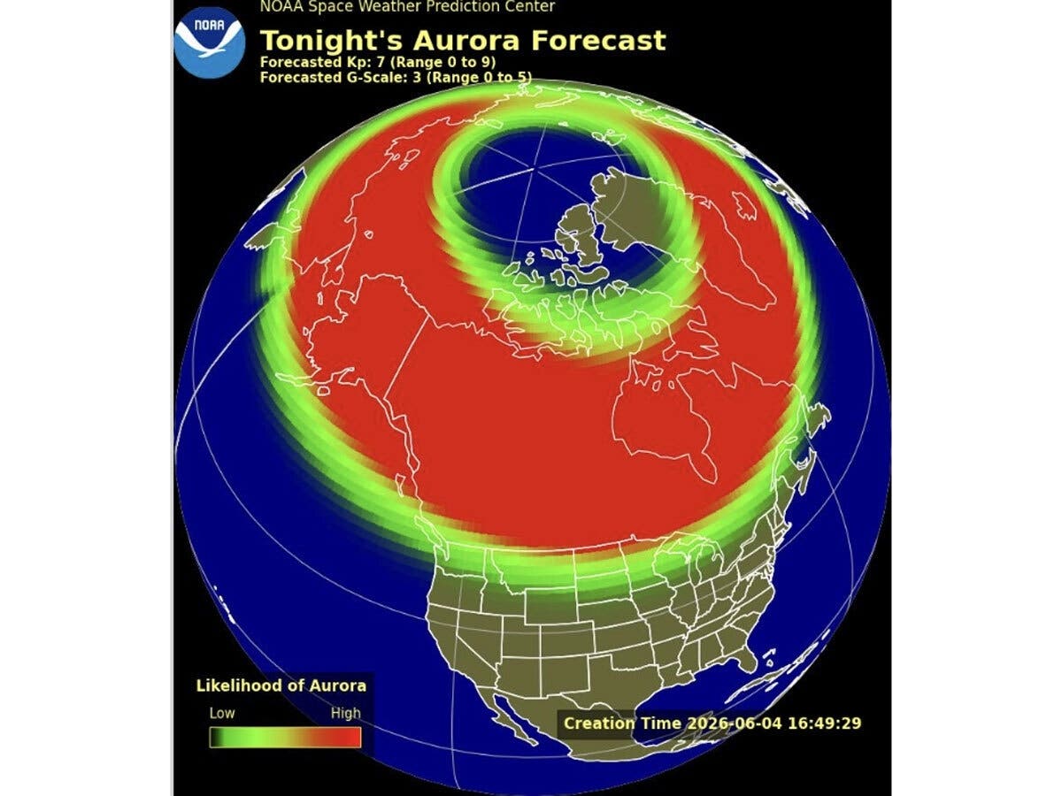 A strong geomagnetic storm could make the aurora borealis visible across parts of the region Thursday and Friday nights.