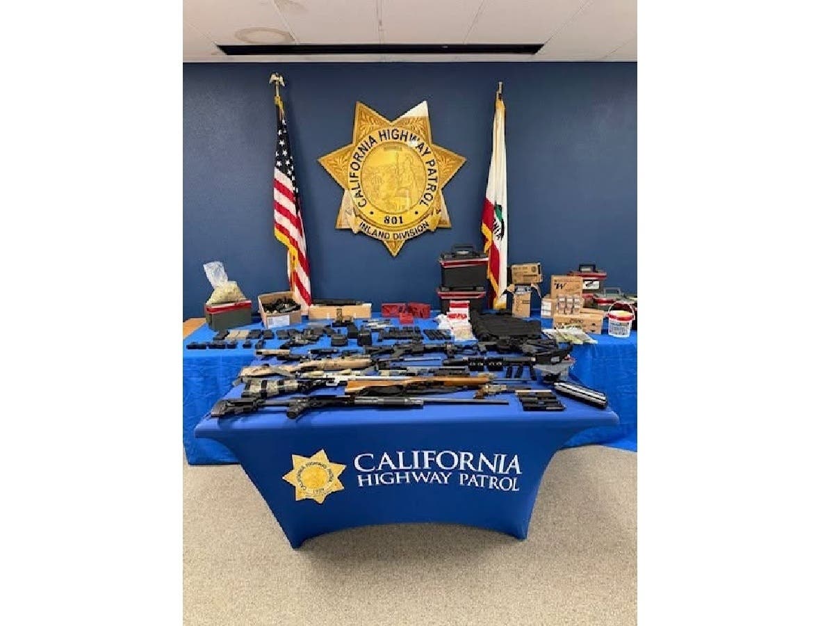 The CHP announced on Thursday, Aug. 6, 2026 that authorities recovered dozens of illegal firearms and thousands of rounds of ammunition after an alleged road rage incident that happened last month on the 10 Freeway near Redlands.