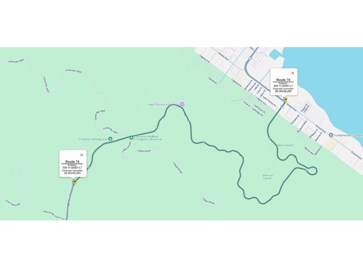 State Route 74 will be fully closed for 55 hours from Friday, Aug. 28 to Monday, Aug. 31, 2026, according to the California Department of Transportation.