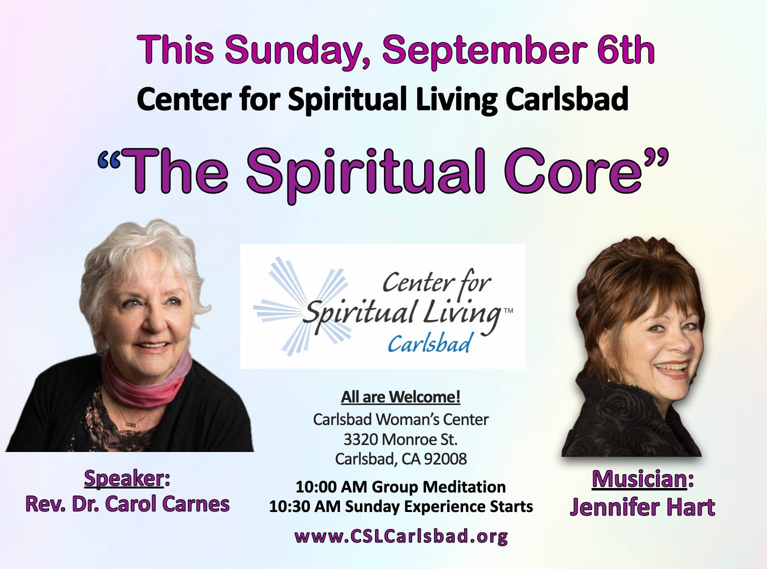 Sunday Morning Metaphysics at Center Spiritual Living Carlsbad
