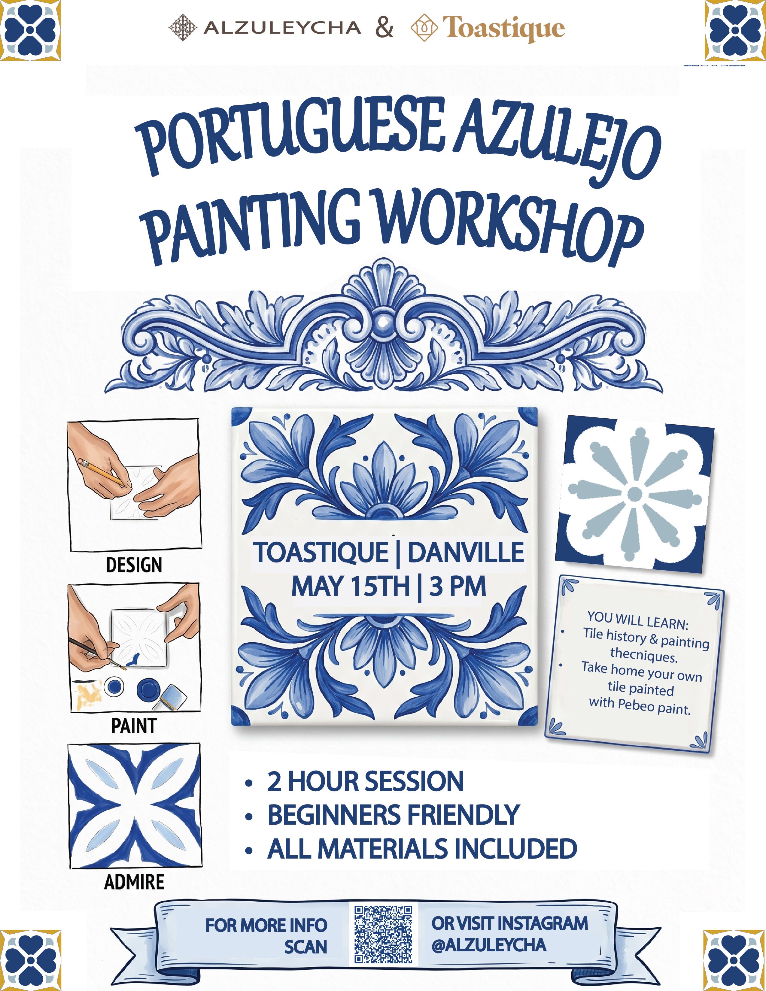 Portoguese Azulejo Painting Workshop at Toastique