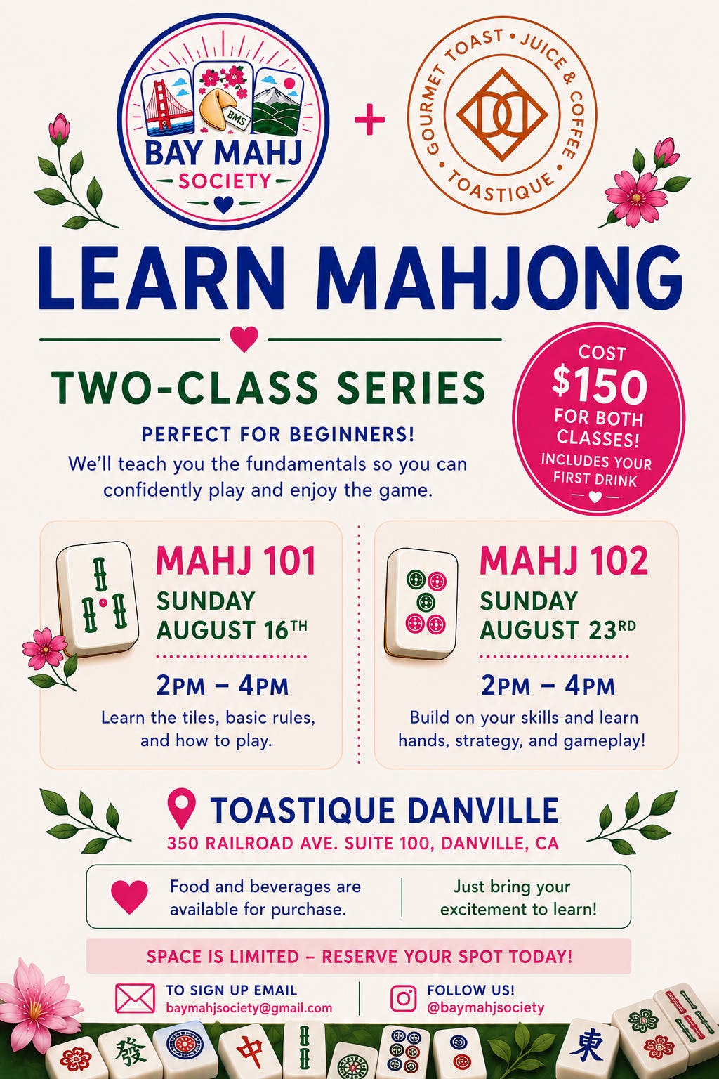 Learn Mahjong at Toastique Danville!