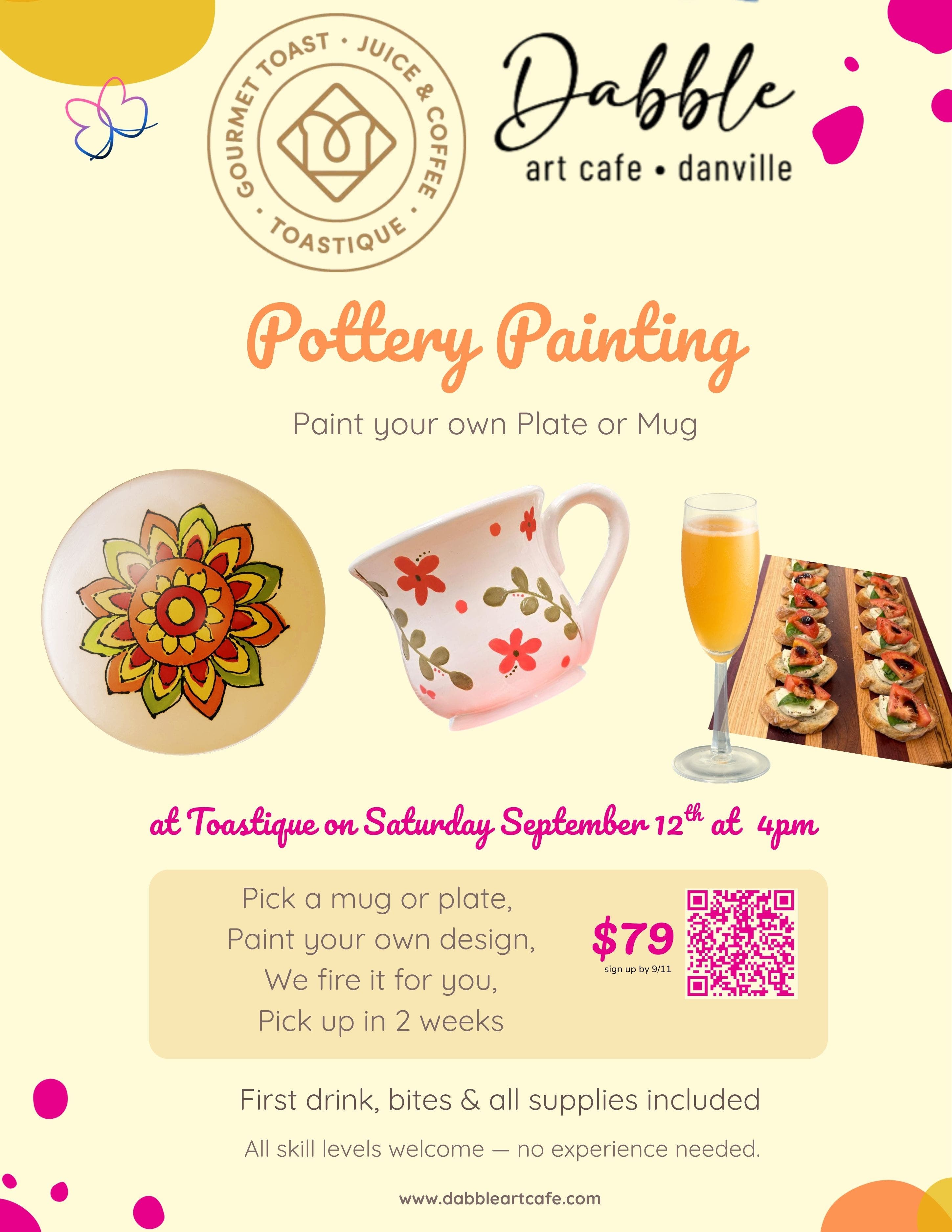 Pottery painting at Toastique Danville